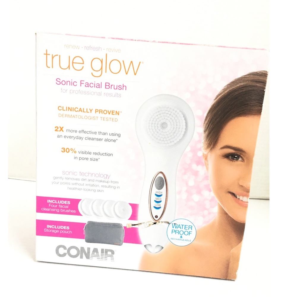 True Glow Conair Sonic Facial Brush Kit NEW
